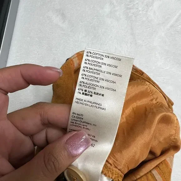 Maeve Anthropologie Orange Black Plaid White Leg Pants 0 Women